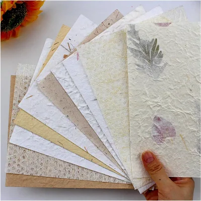 Paper Sheets for Crafts, A5 Thick Rough Mulberry Recycled Scrapbook Papers for Card Making, Mixed Media, Embossed, DIY