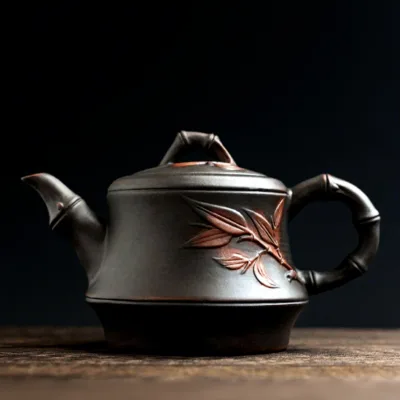 Tao Mi Zitan Bamboo-Style Handmade Gongfu Teapot Straight Handle Large-capacity Nixing Ceramic Single-piece Dehua Tea Set