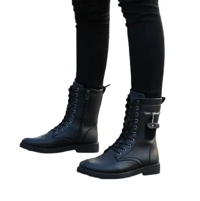 New Men's Boots Autumn and Winter Korean Version Trend Leather Boots Youth Sports Student Mid-tube Martin Boots