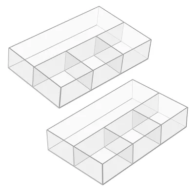 Clear Compartment Acrylic Storage Box, Divided Desktop Organizer for Hair Accessories Trinkets