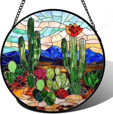 Glass Sun Catcher Window Hanging Ornament Colorful Panel Decor Customizable Patterns and Sizes Home Garden Christmas Gift