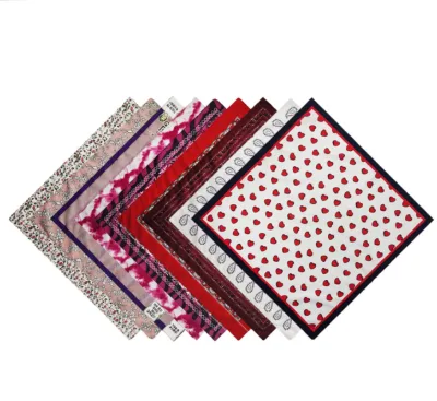 Wholesale Customised Cotton Polyester Fabric Square Digital Printing Scarf Design Custom Made Personal Logo Bandana