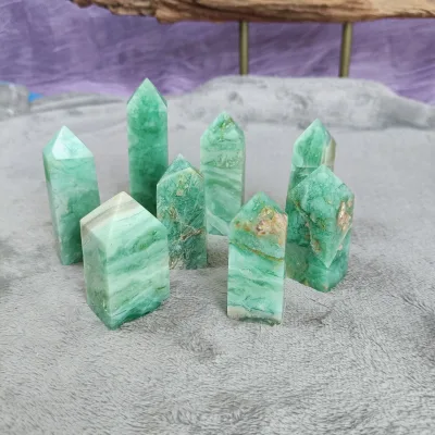 Natural Phantom Fluorite Crystal Point Wand Healing Mineral Crystal Home Study Room Decorative Craft