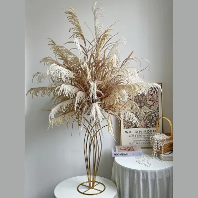 Boho Style Silk Pampas Reeds Artificial Flower Ball Cascading Centerpiece for Lobby Reception Shop Decor Floral Arrangement