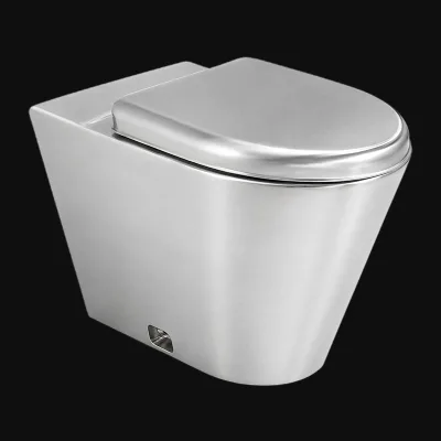 Kuge Commercial Floor Standing Stainless Steel Toilet with Soft Closing SS Toilet Seat Cover for Public Restroom