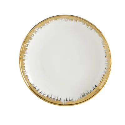 Wholesale Nordic High Grade Creative Gold Rim Dinnerware Set Eco-Friendly Food Contact Safe Dessert Ceramic Plates for Presents