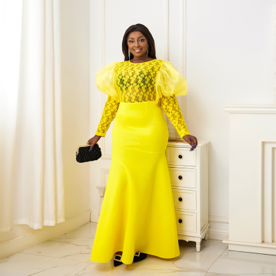 Fishtail Africa Lace Fabric Robe Femme Evening Dresses Girls Dresses
