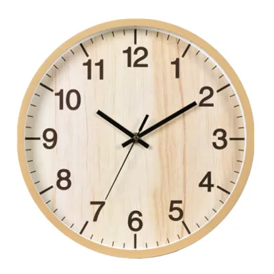 Hot Selling Gift Custom Logo Simple Design Wooden Color Round Plastic Wall Clock