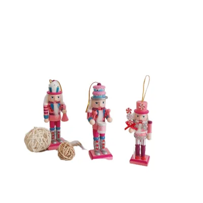 Christmas Decoration 13CM Pink Nutcracker King Soldier Desktop Ornament Home Decoration Gift