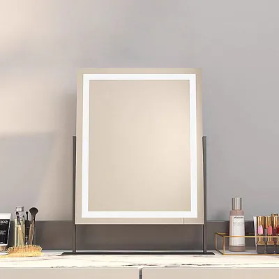 Modern Bedroom Metal Framed Glam Makeup Vanity Mirror with LED Lights Glass Design