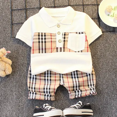 Summer Toddler Children 2 Piece Set Baby Boy  Two Piece Short Sets Boys Polo Shirt