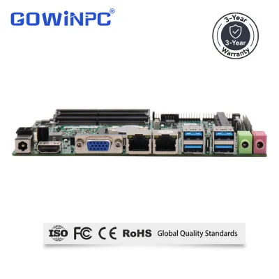 SMT Produced Industrial Motherboard i5-7200U I5-6200U Embedded Mini PC Dual LAN 6*COM RS232 12V DC-IN