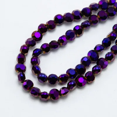 Bestone Jewelry Making 6mm Purple Glass Beads Faceted Lentil Beads for DIY Jewelry Making