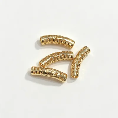 Fish Hollow Curved Tube Brass Spacer Beads Gold Plated Tarnish Resistant Bar for DIY Bracelet Necklace Handmade Jewelry Crafters
