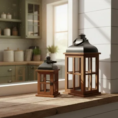 Nostalgic Woodiness Candlelight Candle Holder Garden Wooden Wood Antique Candle Holders Lamp Lanterns
