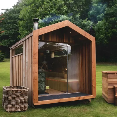3-4 persons sauna Steam shower sauna Solid wood outdoor sauna professional factory