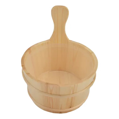 HUAXI Modern Finnish Spruce Wooden Bucket and Ladle Set for Sauna Rooms Factory Wholesale Accessories