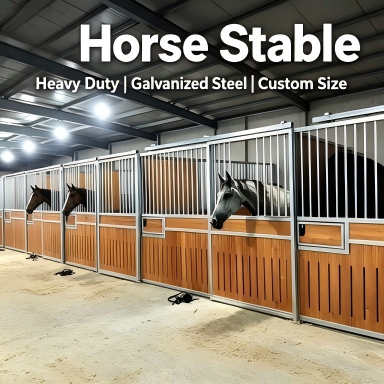 Horse Stall Fronts CE Modular Expandable Prefab Barn House Anti Rust Security Locking Door System Horse Barn Horse Stable