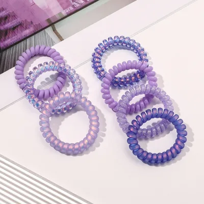 Genya Purple Telephone Hair Accessories for Women Elastic Spiral Hair Tie Hair Band