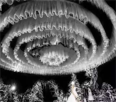 Wholesale 80cm/100cm Drooping Height New Design Hanging White Wedding Decoration Ceiling Drape