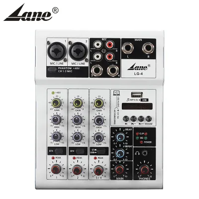 lane LG-4  Professional  Digital Usb  Mp3  4 Ch Mini Audio Mixer Console Professional Audio for Stage Performance KTV