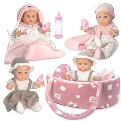 2024 New Style 12 Inch Realistic Newborn Baby Doll Toys Baby Doll Set With Feeding Bottle and Comfort Blanket for Kids Gift