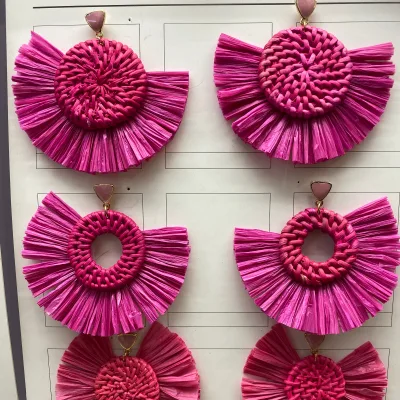 Natural Raffia Woven Earring Raffia Material