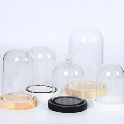 Dust-proof Borosilicate Glass Bell Jar Eucalyptus Leaf Design High Heat Resistance Flower Display Dome Valentine's Day Christmas