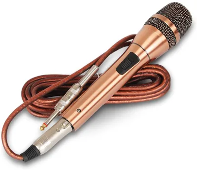 CQA Universal WIRED Uni-directional Handheld Dynamic Microphone Noise Isolation Microphone Gold for Kids