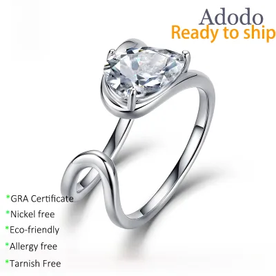 Pear Cut VVS1 Moissanite Open Adjustable Solitaire Ring with S925 Sterling Silver Wholesale 18 Years Experienced Manufacturer