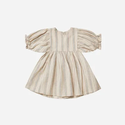 Custom Jolene Rustic Stripe Ruffle Sleeve Dress Girl V Neck Dress Baby Dressing Gown Long Dress for Kids Mommy and Me Outfits
