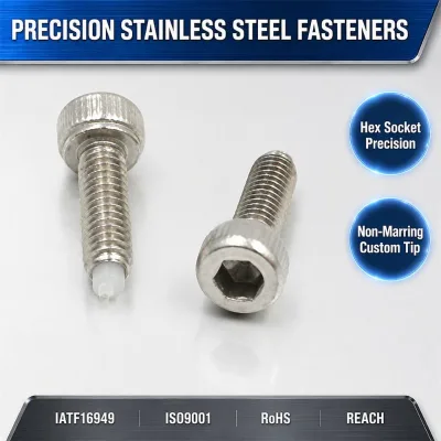 China Manufacturer Customized M4 M5 M6 Nylon Tip Hex Socket Head Bolt Stainless Steel 304 Non-Marring for Surface Protection
