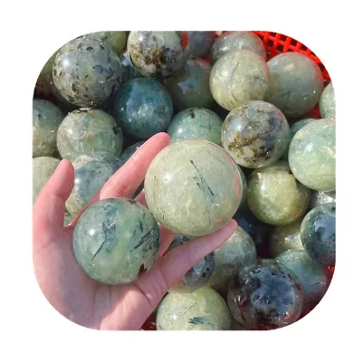 New Arrivals High Quality Crystals Healing Stone Ball Natural Green Prehnite Crystal Sphere for Decor