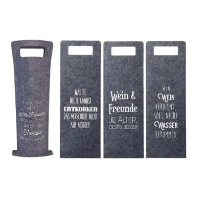 Factory Supply Wholesale Portable Custom Different Sayings Single Bottle Reusable Gift Felt Bottle Tote Bag for Wine