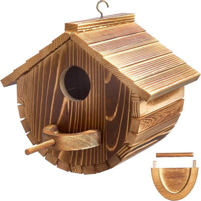 Wooden Bird Nest Hanging Bird Feeder Outdoor Garden Bird House