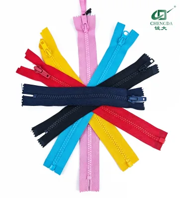 Closed End Plastic Zipper Black/Pink/Red Available, Custom Slider & Tooth Shape