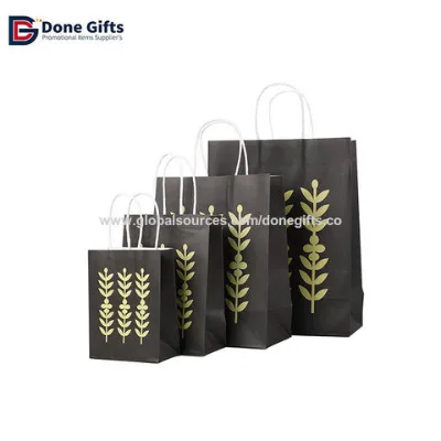 White/Brown Kraft Paper Twisted Handle Shopping Carrier Bag, Custom paper tote bag Kraft Paper Shopping Bags, paper rope gift bag