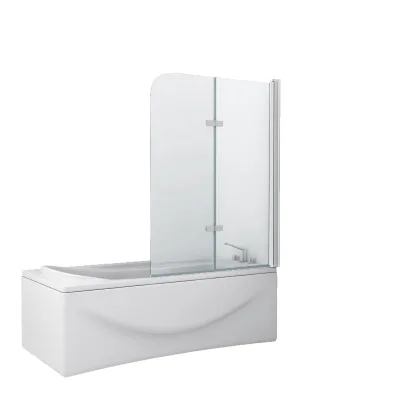 Modern Square 6mm Tempered Glass Shower Screen Frameless Folding Design for Over Bath for Home and Hotel Use