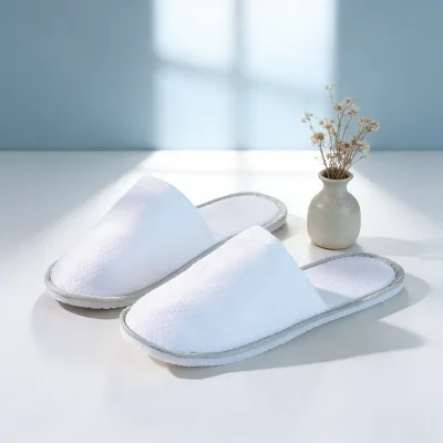 Eco-Friendly Portable Left and Right Diamond Patterned 0.2 Pearl Cotton Disposable Sole Slippers for Resort Hotel Bedrooms