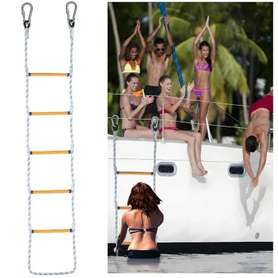 Heavy Duty Aluminum Marine Rope Ladder Stainless Steel Floating for Yacht Fishing Kayak Rescue Training Emergency Escape Folding