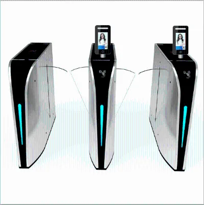 Lobby Entrance Access Control Waist High Optical Turnstile, Clear Barrier Wings