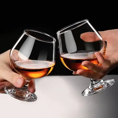 Luxury Crystal Brandy Snifter Glass Set Short Stem Big Belly Cognac Balloon Glasses for Whiskey Bourbon Tasting