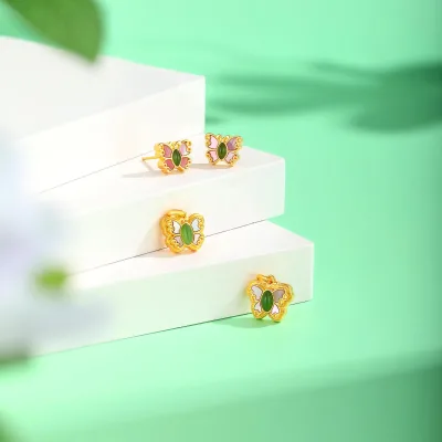 Customizable Gold-Plated Fine Jewelry Set Design Includes Pendant and Earring Mold Processing