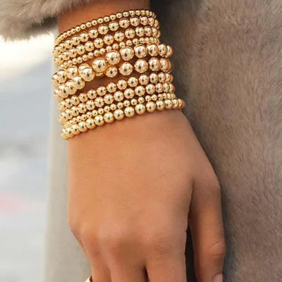 Wholesale Women Beaded Bracelets Set Fashion Bracelet Gold Plated Beads Beaded Bracelets