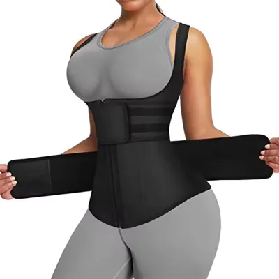 Heat Sweat Waist Trainer Vest Latex Training Shaper Heavy Duty Straps Back Brace for Women Tummy Corset With Stomach Wrap Red