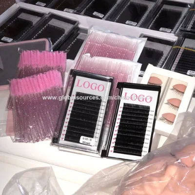 Dark matte lash Extensions with custom foil back label cashmere silk Easy to Fan regular volume individual eyelashes lash supplies