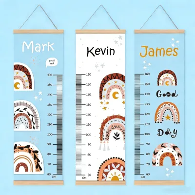 Hot Sale Cute Cartoon Kid Growth Chart Canvas Wall Stickers DIY Birthday Bedroom Background Wall Decoration for Kindergarten