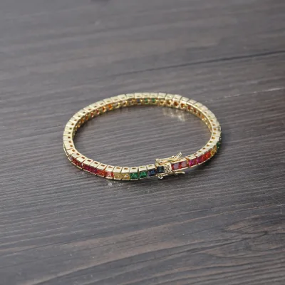 3Mm * 3mm color zirconium tennis bracelet, exquisite women's personalized zircon bracelet