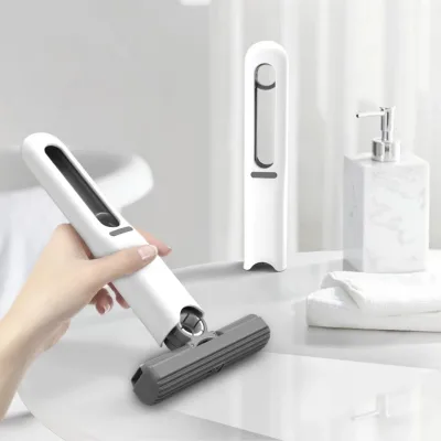 Foldable Mini Mop Portable Wet & Dry Use Strong Absorbent Sponge Sliding Wringing 70-80% Dehydration Rate for Desktop Cleaning