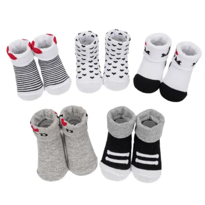 New Cartoon Baby 5pcs Socks Sets Soft Knitted Cotton Breathable Sweat-Absorbent Cute Socks for Baby Boys Girls
